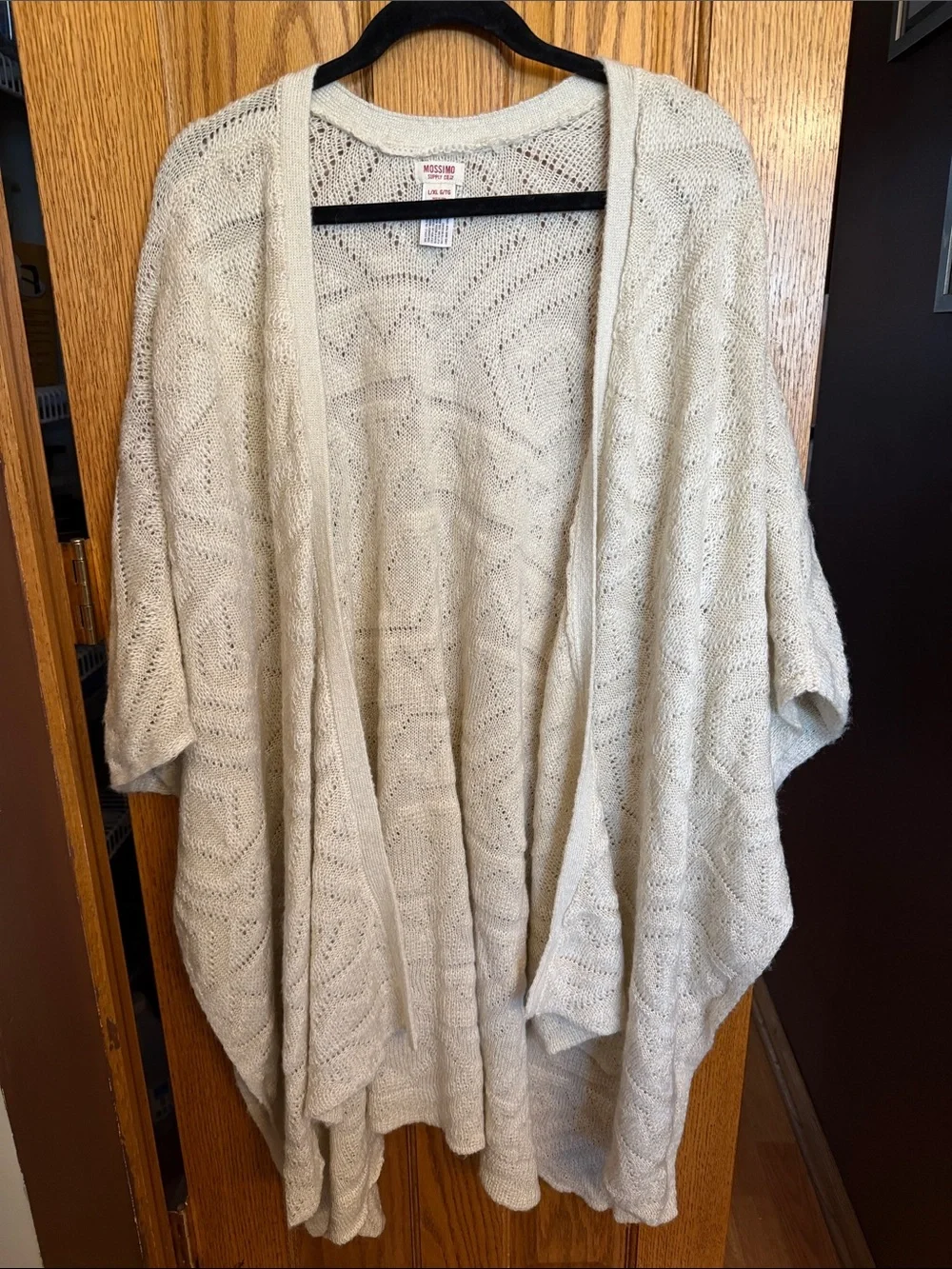 Mossimo L/XL Light Cream Open-Front Knit Cardigan Sweater